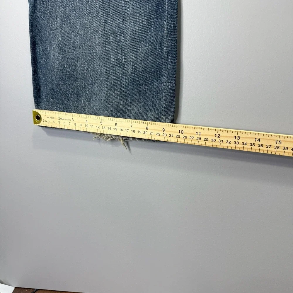 Marc Ecko Jeans Mens 34x32 Blue Medium Wash Denim Bootcut Embroidered Pockets